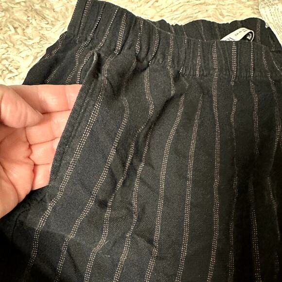 Zara Cropped Pin Striped Exposed Stitch Hem Women Size XL Pull On Comfort Pants - Picture 11 of 12